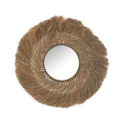 Mirror Round Braided Grass Natural Small