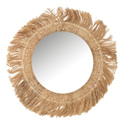 Miroir rond en feuille de bananier D120cm