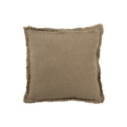 Coussin à bord irregulier en lin marron 50x50cm
