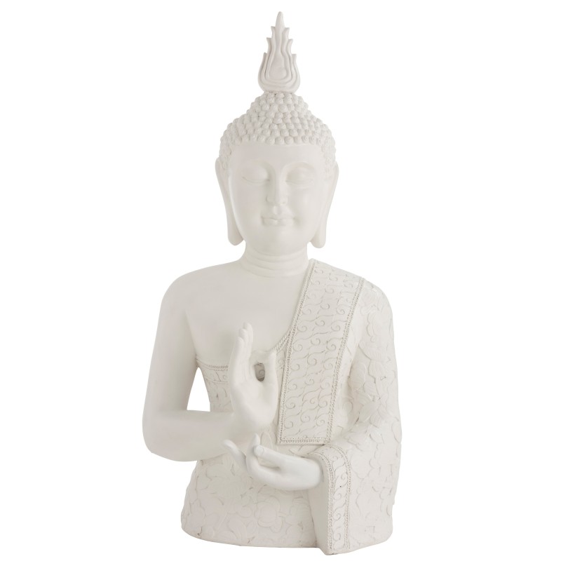 BOUDDHA ZEN RESINE BLANC