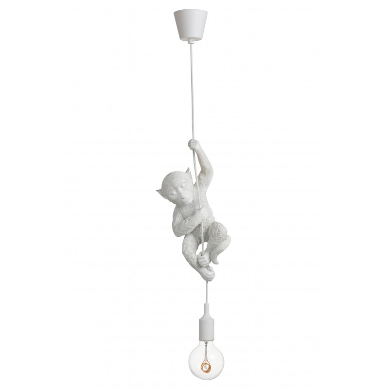 Lampe singe suspendue en résine blanc 16.5x12.5x96 cm