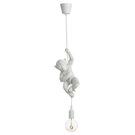 Lámpara de mono suspendida en resina blanca 16.5x12.5x96 cm
