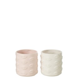 Vaso di fiori baci in ceramica rosa 14x14x14,5 cm
