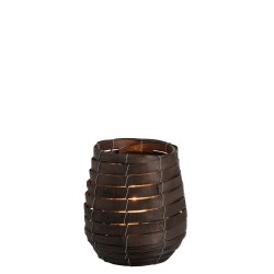 Photophore en bois de bambou marron