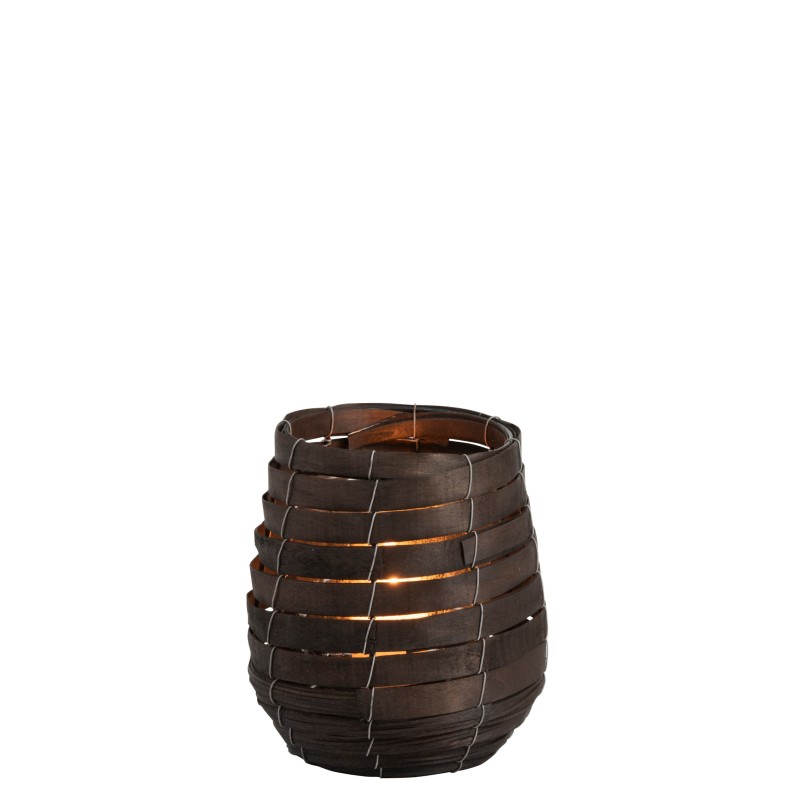 Photophore en bois de bambou marron