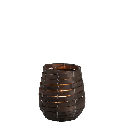 Photophore en bois de bambou marron