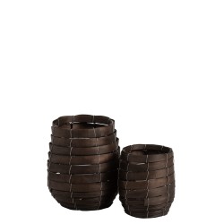 Photophore en bois de bambou marron