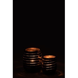 Photophore en bois de bambou marron
