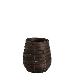 Photophore en bois de bambou marron