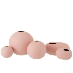 Vaso redondo em cerâmica rosa pastel D24cm