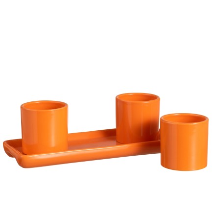 Macetero 3 PARTIES + PLAT DOLOMITE ORANGE