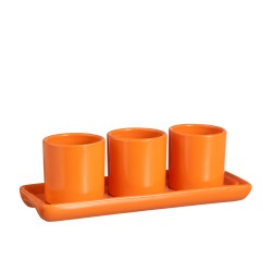 Macetero 3 PARTIES + PLAT DOLOMITE ORANGE