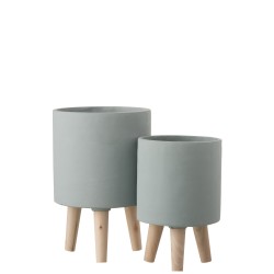 Cache-pot sur pied en Ciment Bleu 19,5x19,5x30cm