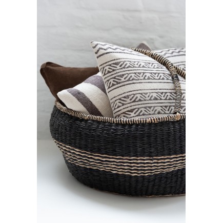 Set de 2 paniers ronds en bois noir 60x60x26 cm