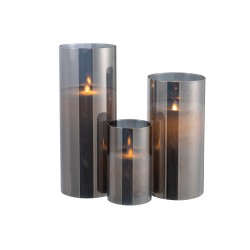 Lampe led en verre gris 10x10x25 cm