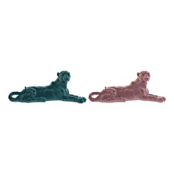 Figurine Décorative DKD Home Decor 26,5 x 9 x 11 cm Rose Lion Vert Résine Flocage