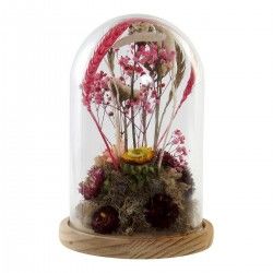 Figurine Décorative DKD Home Decor Verre Fleurs Bois MDF (17 x 17 x 26 cm)