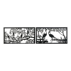 Figura Decorativa DKD Home Decor 96 x 1 x 50 cm Negro Pájaros (2 Unidades)