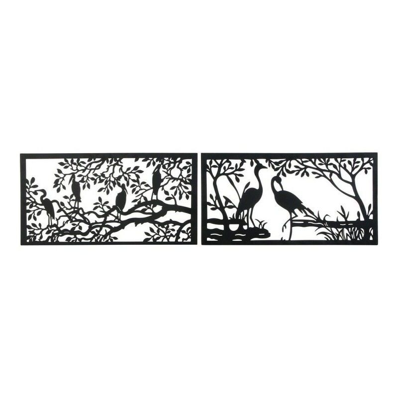 Figurine Décorative DKD Home Decor Oiseaux Métal (2 pcs) (96 x 1 x 50 cm)
