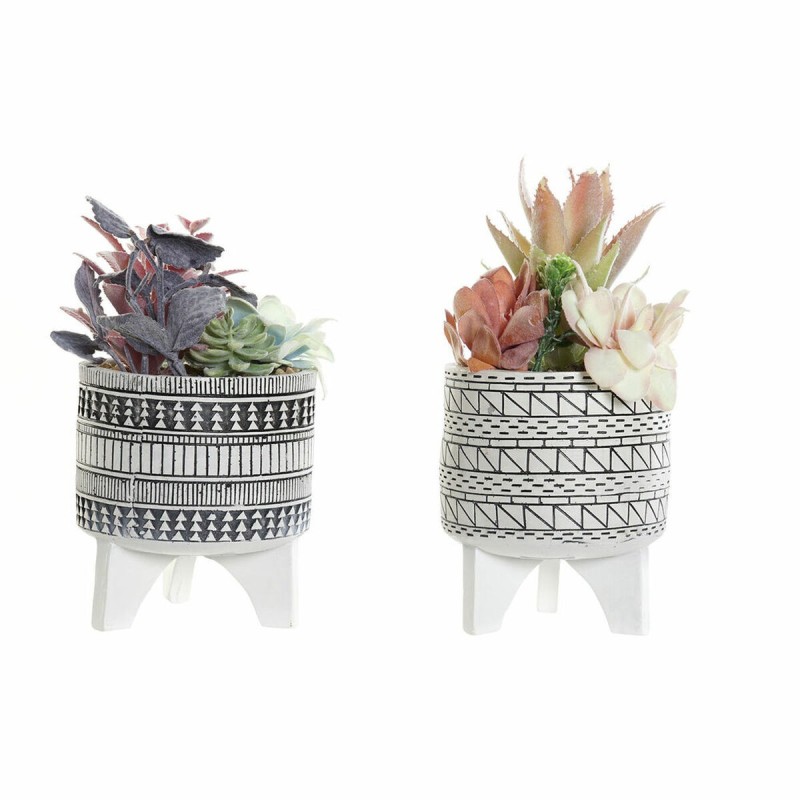 Plante décorative DKD Home Decor Cactus Polyéthylène Blanc Résine Multicouleur 11 x 11 x 21 cm (2 Unités)
