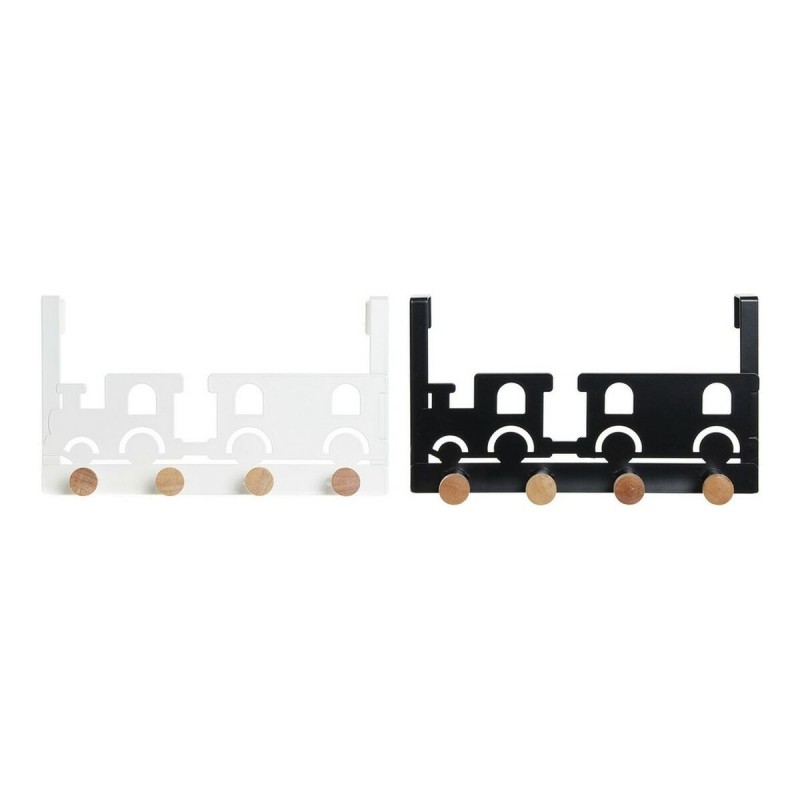 Porte-manteaux pour portes DKD Home Decor 8424001835546 Train 28,5 x 8,5 x 16,5 cm Noir Métal Blanc Bois MDF (2 Unités)