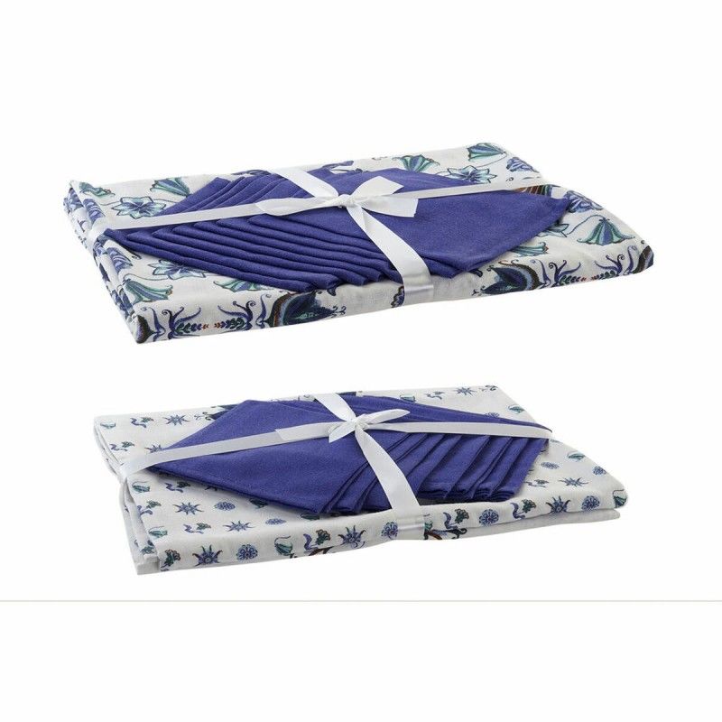 Nappe et serviettes de table  Bleu Coton Blanc (25 x 26 x 0,5 cm) (150 x 250 x 0.5 cm) (2 pcs)