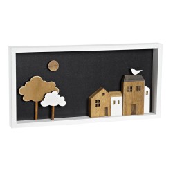 Décoration murale DKD Home Decor 40 x 3,5 x 20 cm Marron Blanc Maisons Urbaine