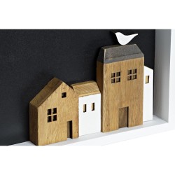 Décoration murale DKD Home Decor 40 x 3,5 x 20 cm Marron Blanc Maisons Urbaine