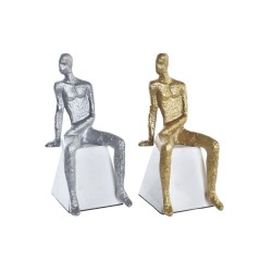 Figurine Décorative DKD Home Decor Argenté Noir Blanc Homme Marbre Fer Moderne (11 x 12 x 28 cm) (2 Unités)