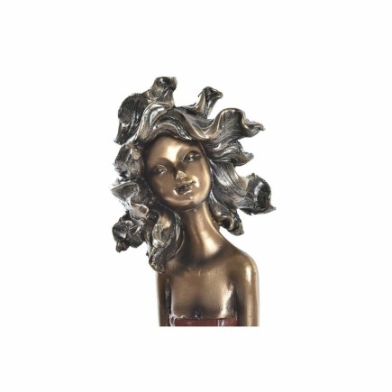 Figurine Décorative DKD Home Decor Femme Rouge Doré Turquoise Résine Moderne (20 x 9 x 23 cm) (2 Unités)