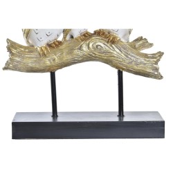 Figurine Décorative DKD Home Decor Tronc Hiboux Noir Doré Blanc Résine Traditionnel (24 x 9 x 26 cm)