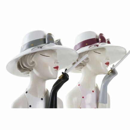 Figurine Décorative DKD Home Decor Rose Blanc Résine Fashion Girls (18,5 x 15 x 31 cm) (2 Unités)