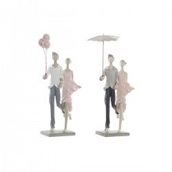 Figurine Décorative DKD Home Decor Gris Rose Résine Urbaine Couple (2 Unités) (18 x 10 x 37 cm)