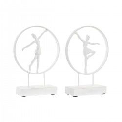 Figurine Décorative DKD Home Decor Ballerine Aluminium Blanc Bois de manguier Moderne (23 x 9 x 33 cm) (2 Unités)