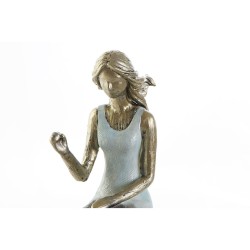 Figurine Décorative DKD Home Decor 13 x 8,5 x 17,5 cm Femme Bleu Doré