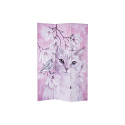 Paravent Thyann Chat Toile Pin (120 x 2,5 x 180 cm)