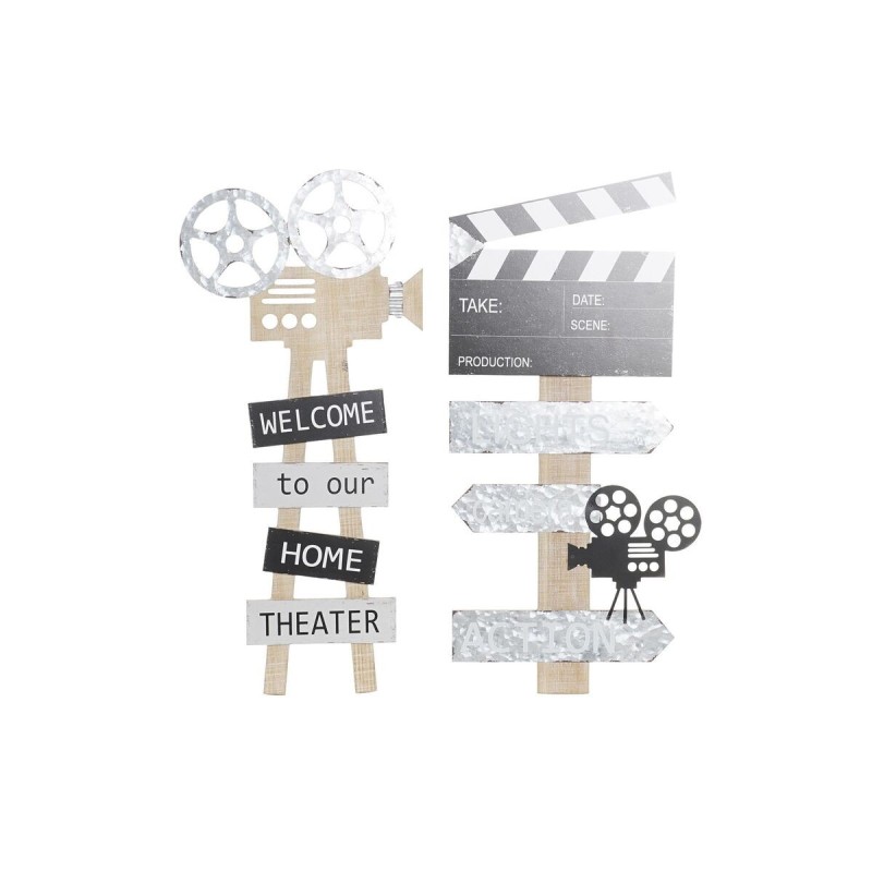 Décoration murale DKD Home Decor Noir Gris MDF Cinéma classique (32 x 2 x 70 cm) (2 Unités) Décoration murale DKD Home Decor Noir Gris MDF Cinéma classique (32 x 2 x 70 cm) (2 Unités)