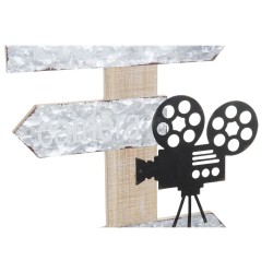 Décoration murale DKD Home Decor Noir Gris MDF Cinéma classique (32 x 2 x 70 cm) (2 Unités)