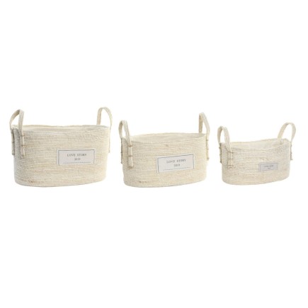 Juego de Cestas DKD Home Decor Algodón Fibra (34 x 23 x 20 cm)