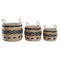 Set de basket DKD Home Decor Polyester Colonial Fibre (30 x 30 x 25 cm)