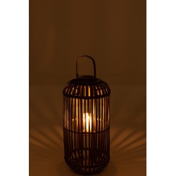 Lanterne cylindrique en bois gris