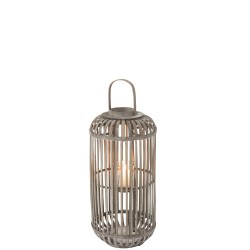 Lanterne cylindrique en bois gris