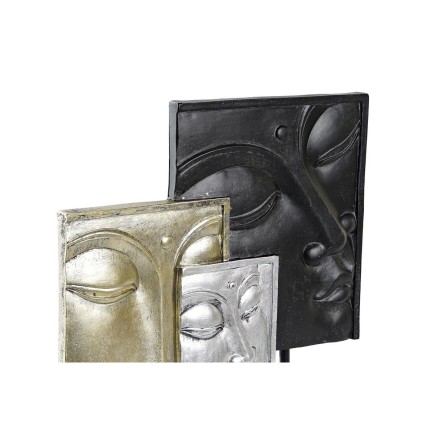 Figurine Décorative DKD Home Decor Noir Doré Buda MDF Résine (22,5 x 8 x 30,7 cm) (2 Unités)