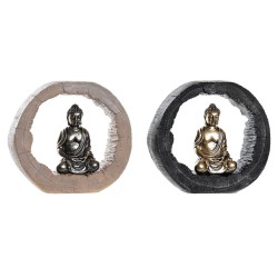 Figurine Décorative DKD Home Decor Noir Doré Buda Résine (20,8 x 6 x 18,5 cm) (2 Unités)