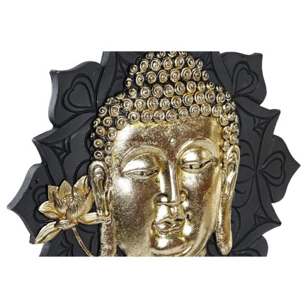 Figurine Décorative DKD Home Decor Noir Doré Buda MDF Résine (27 x 8 x 33,5 cm) (2 Unités)