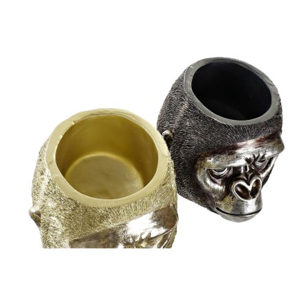 Figurine Décorative DKD Home Decor Argenté Doré Résine Gorille (20 x 24,5 x 18,5 cm) (2 Unités)