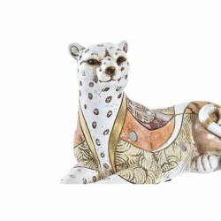 Figurine Décorative DKD Home Decor 24 x 10 x 12 cm Orange Blanc Léopard Colonial