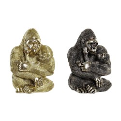 Figurine Décorative DKD Home Decor Argenté Doré Résine Gorille (22 x 23,5 x 31 cm) (2 Unités)