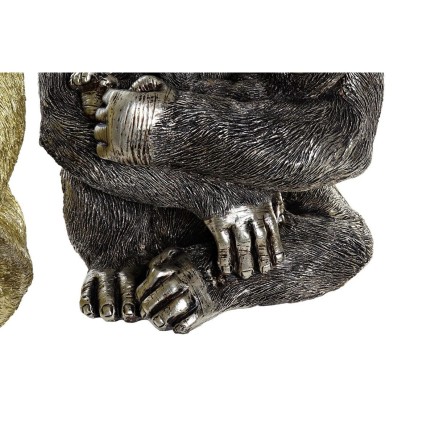 Figurine Décorative DKD Home Decor Argenté Doré Résine Gorille (22 x 23,5 x 31 cm) (2 Unités)