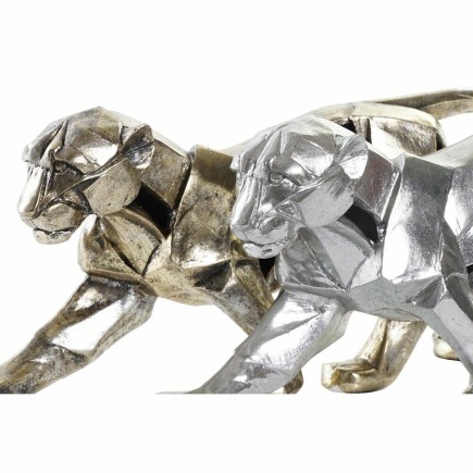 Figurine Décorative DKD Home Decor Argenté Doré Résine Panthère (46,5 x 10 x 18 cm) (2 Unités)
